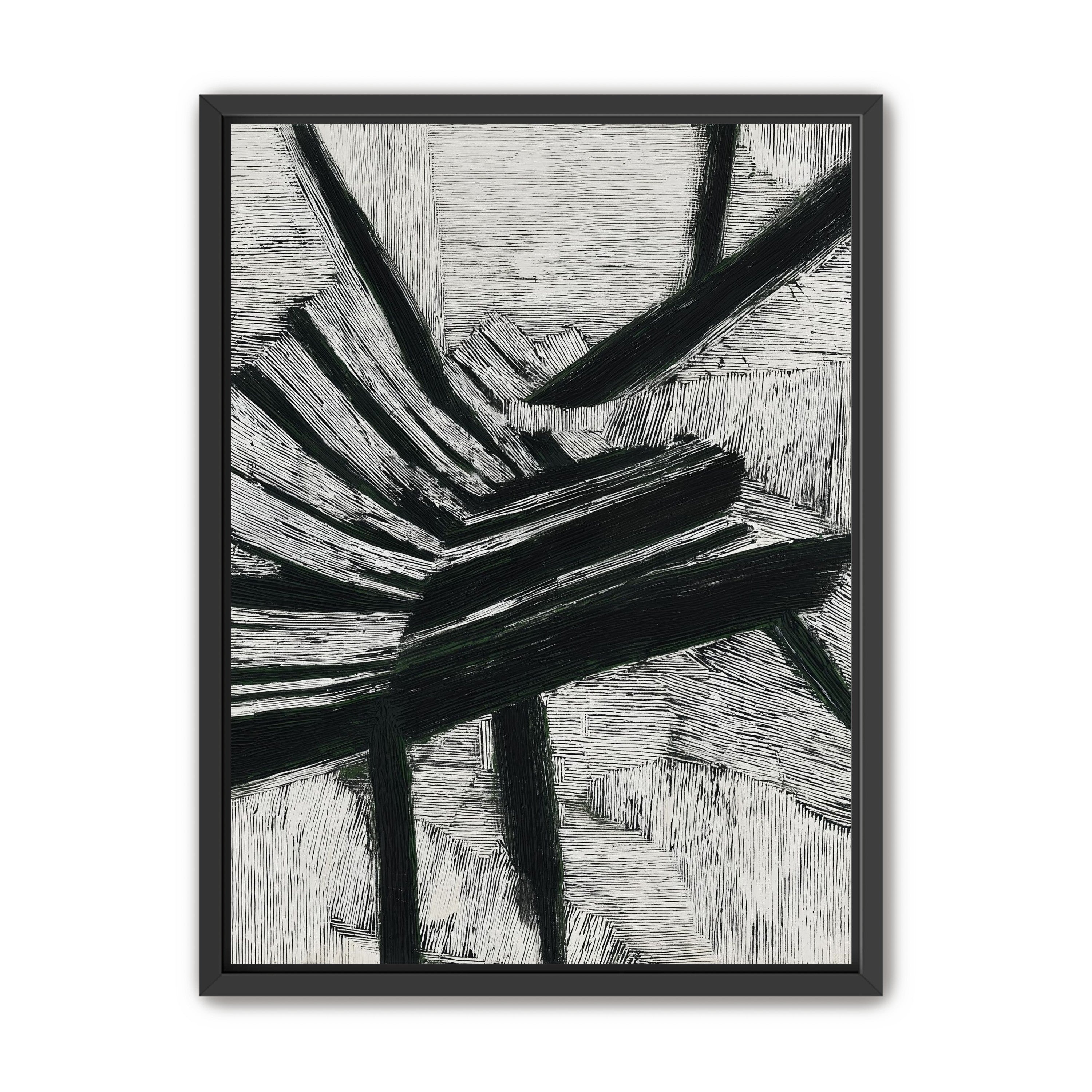 Black cuts through white grain