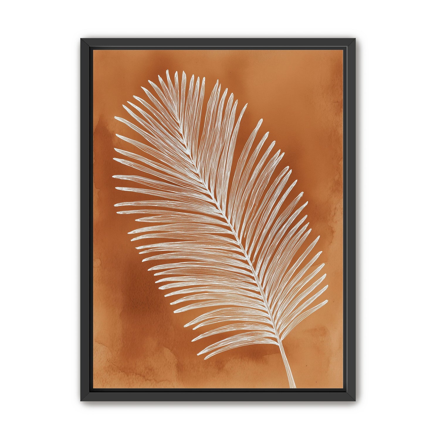 Palm frond in white ink