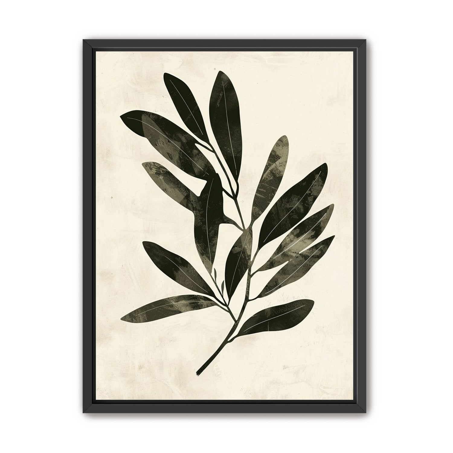 Charcoal leaves on ivory paper