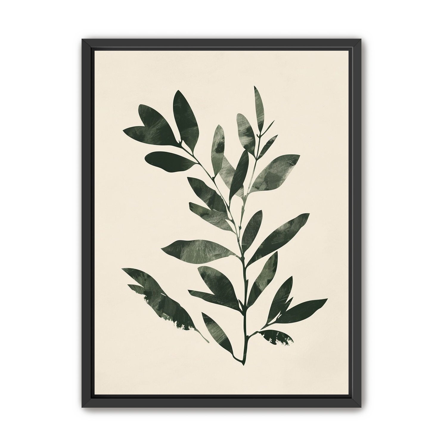 Dark green leaves on cream