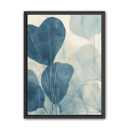Leaves among pale blue space