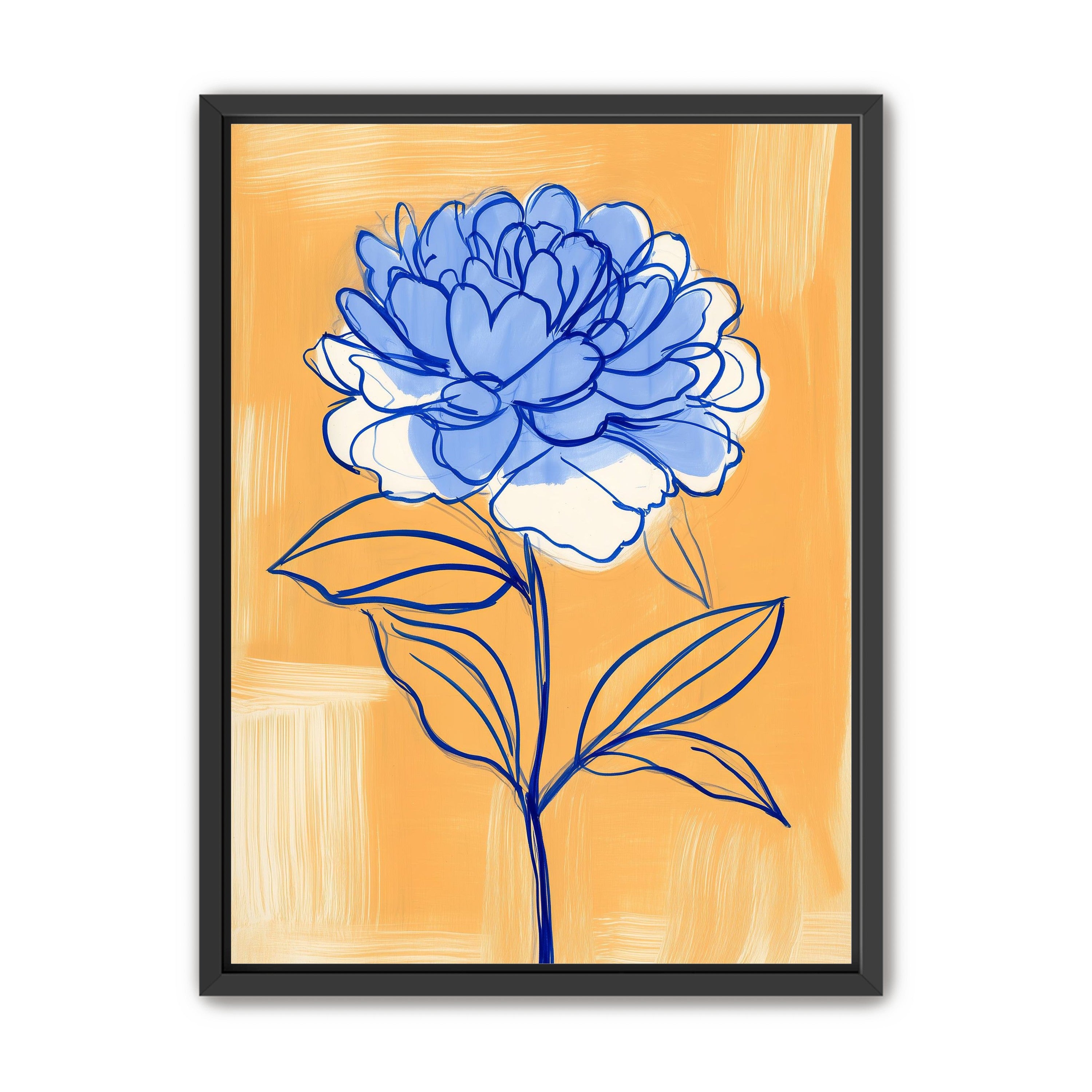 Blue Flower on Orange Field