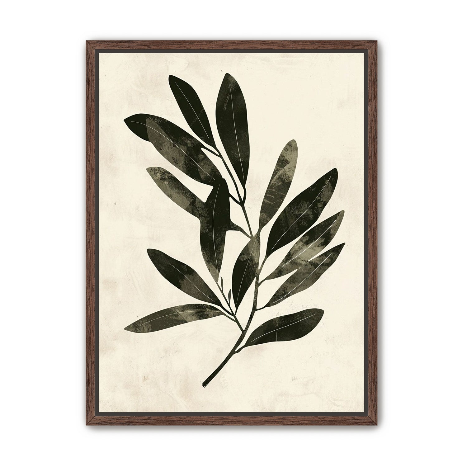 Charcoal leaves on ivory paper