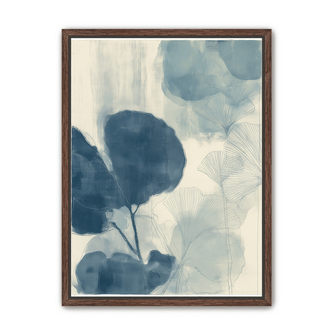 Indigo leaves on cream paper