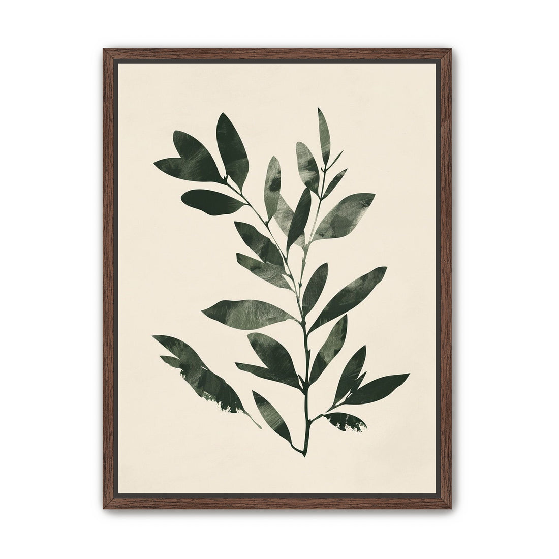 Dark green leaves on cream