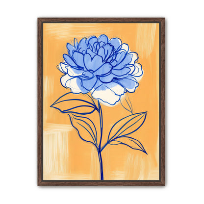 Blue Flower on Orange Field