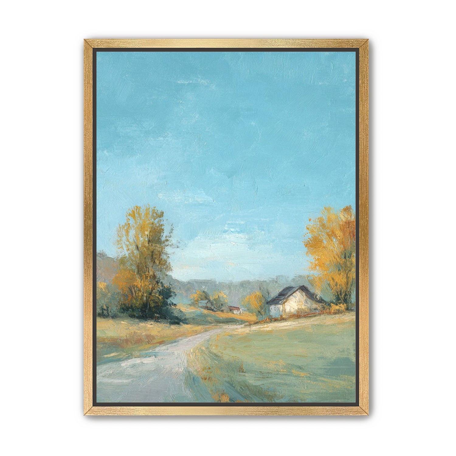 Blue sky over the farmhouse