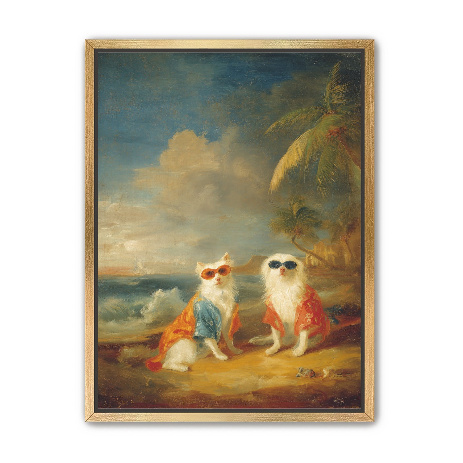 Sunglasses cats on the beach