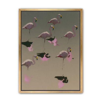 Flamingos in still water