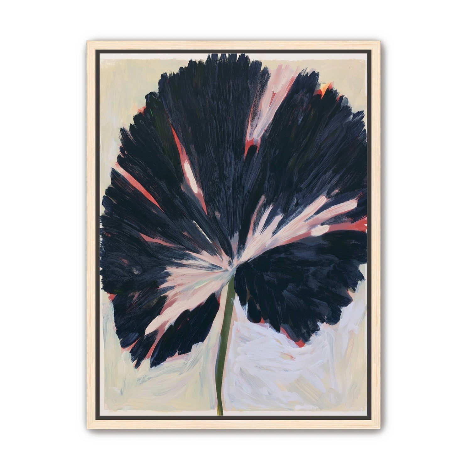 Dark petals across pale ground