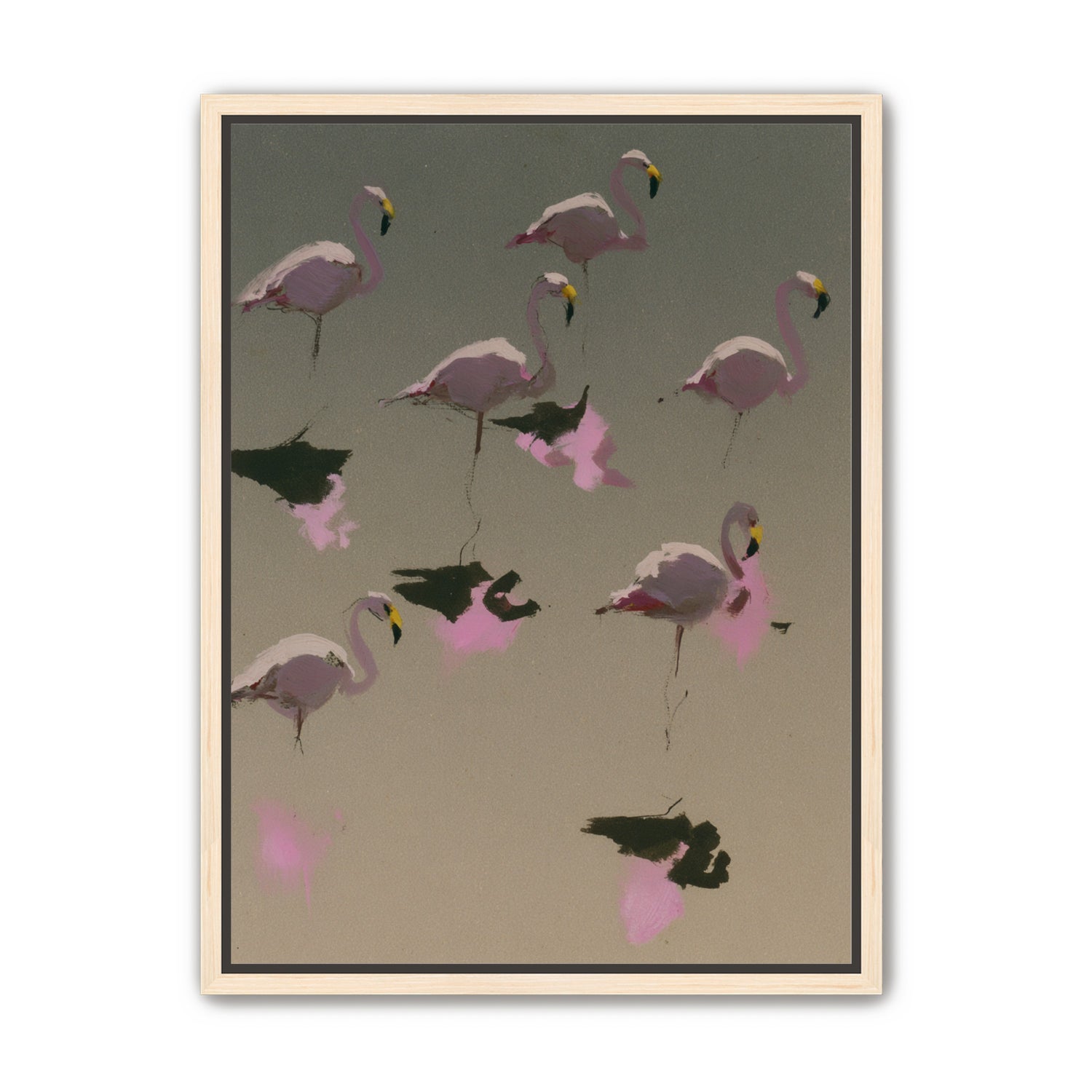 Flamingos in still water