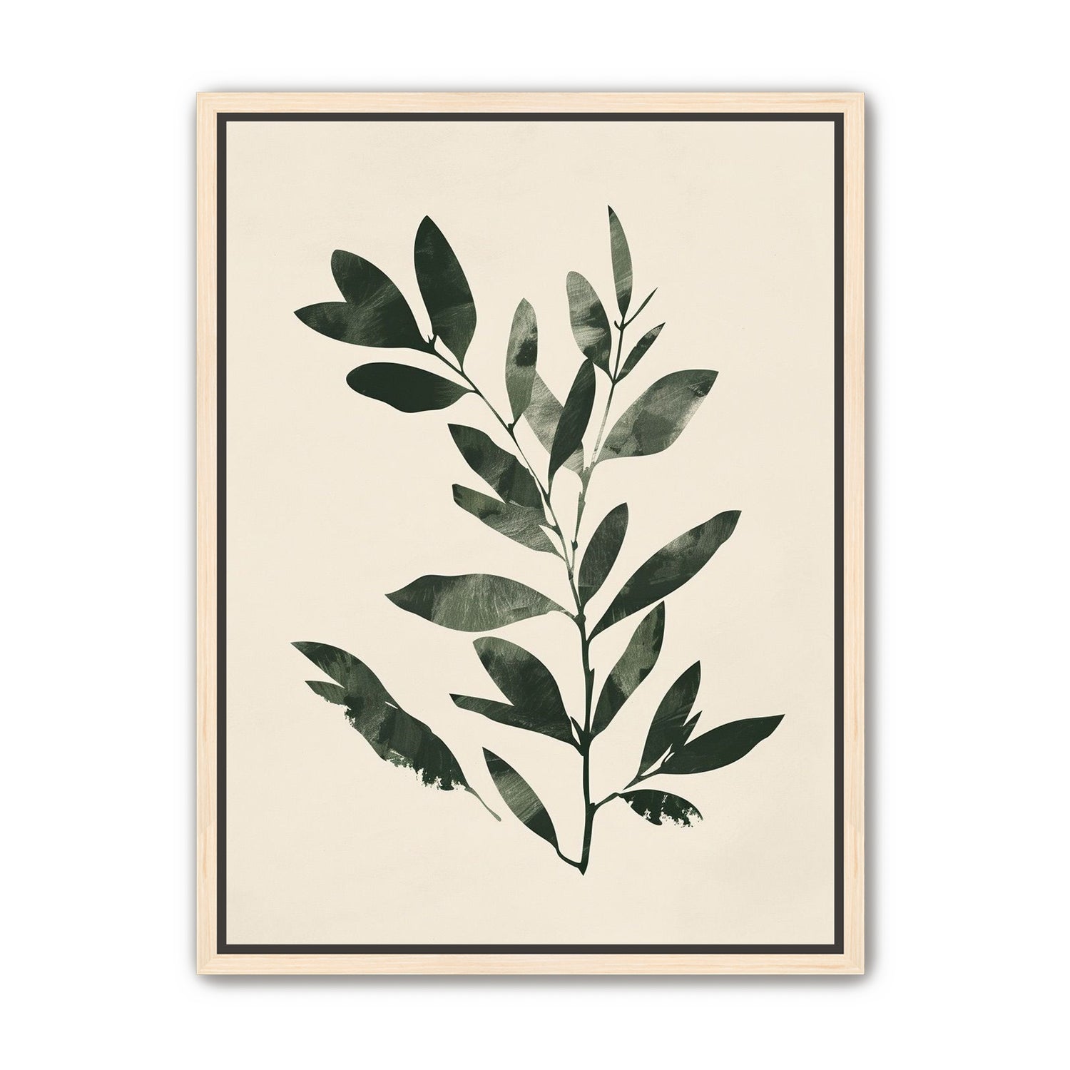 Dark green leaves on cream