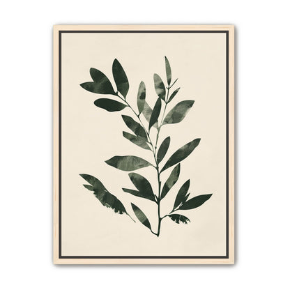 Dark green leaves on cream
