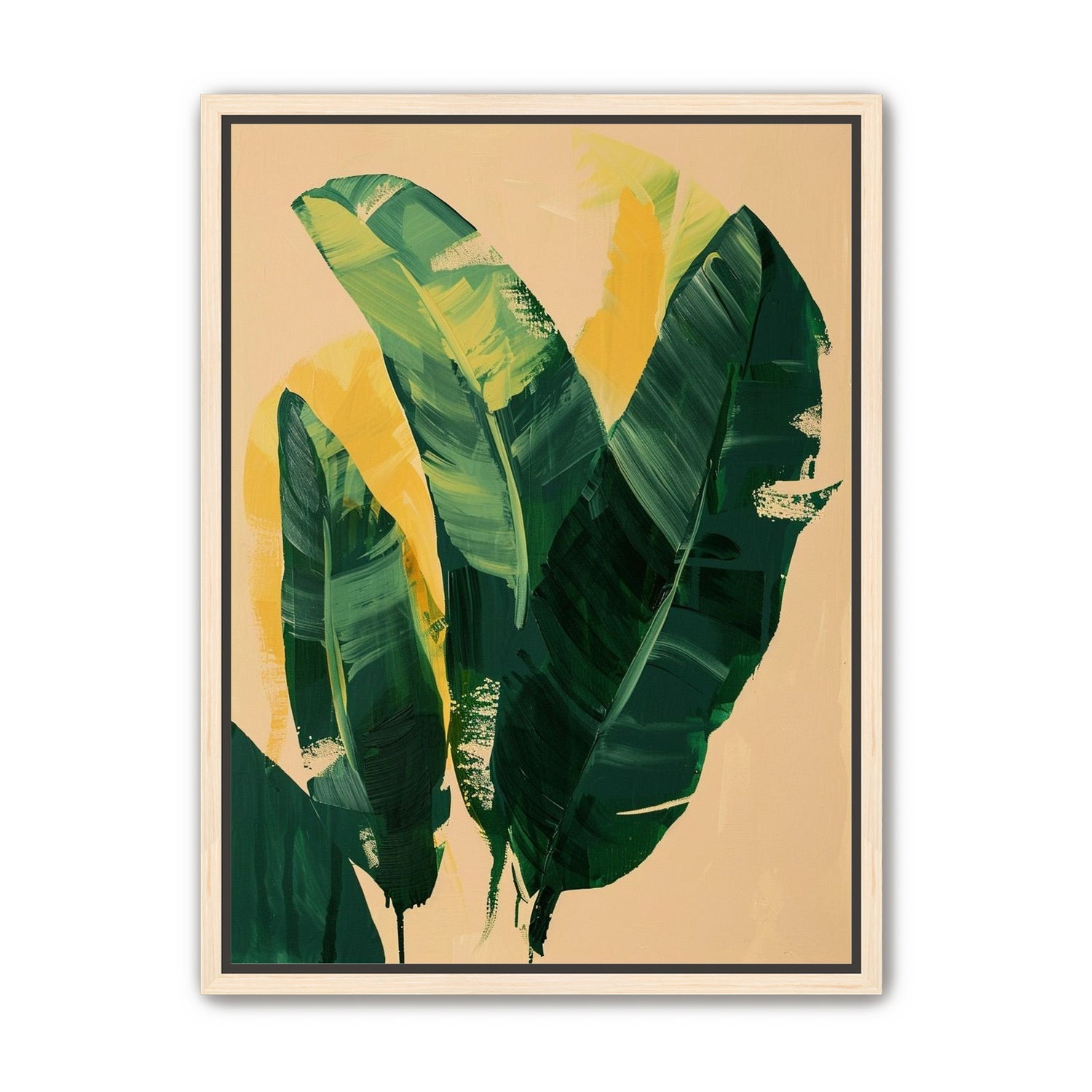 Green leaves in warm haze