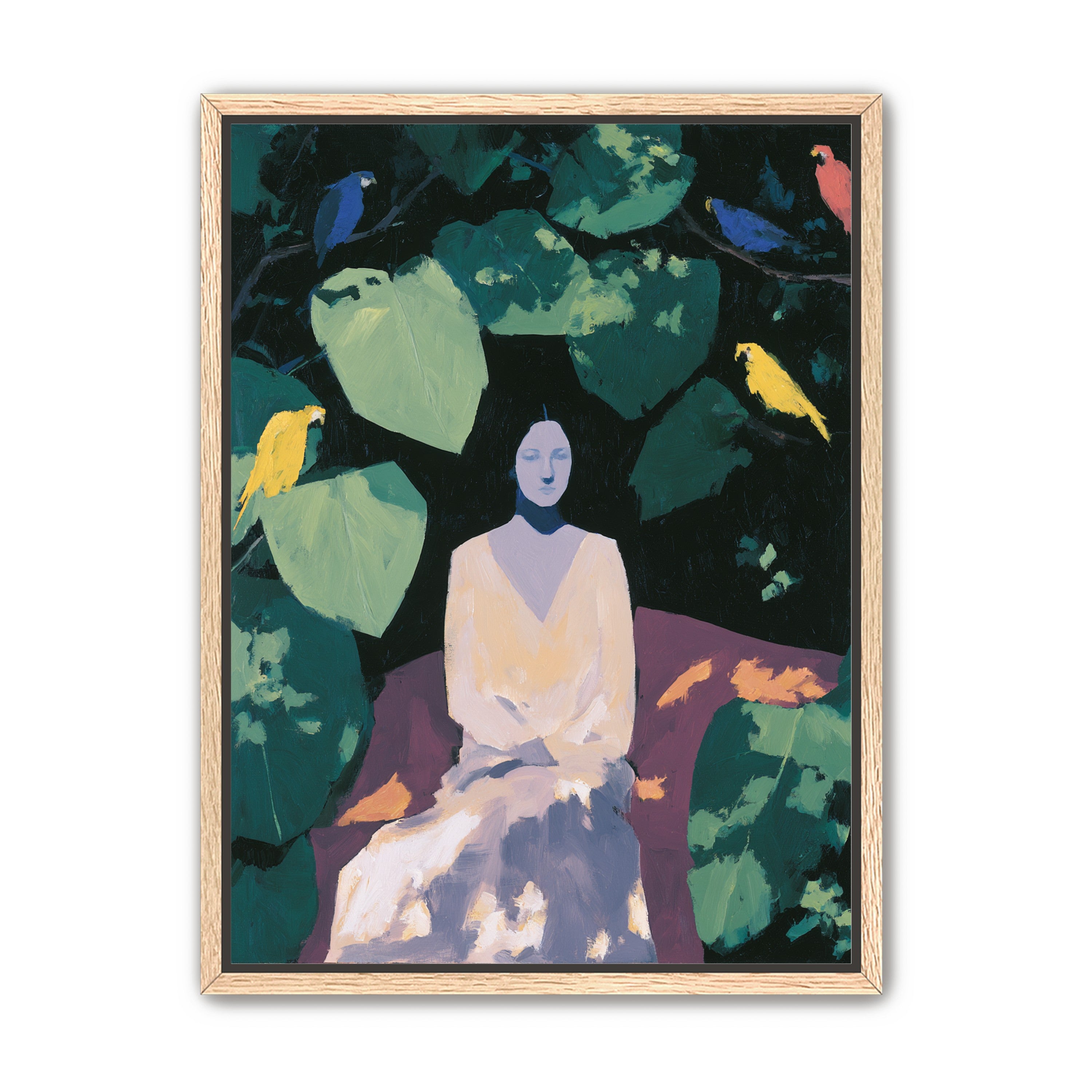 Pale dress under green leaves