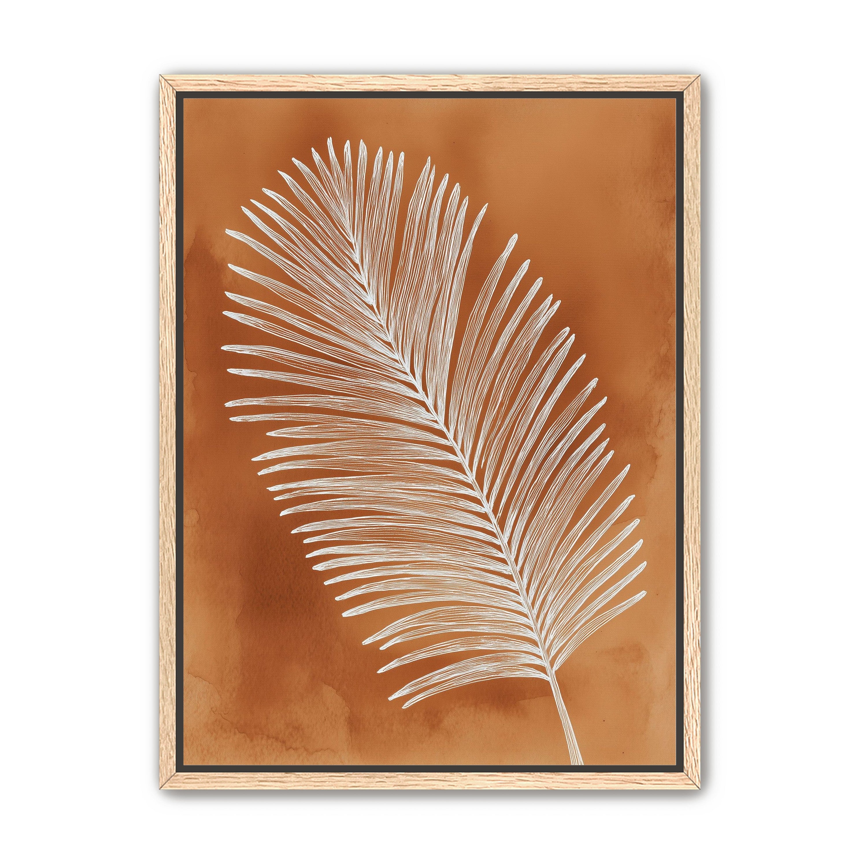 Palm frond in white ink