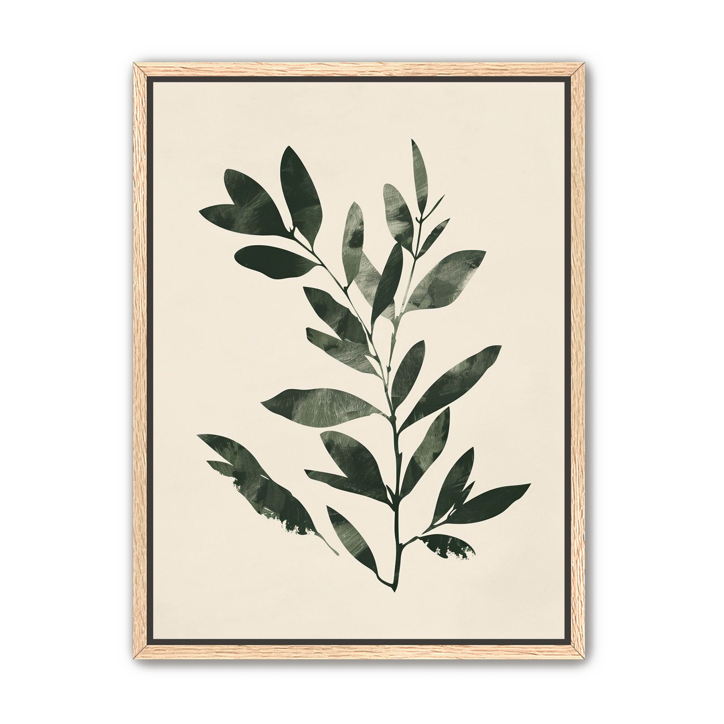 Dark green leaves on cream