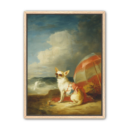 Red shade over seaside dog