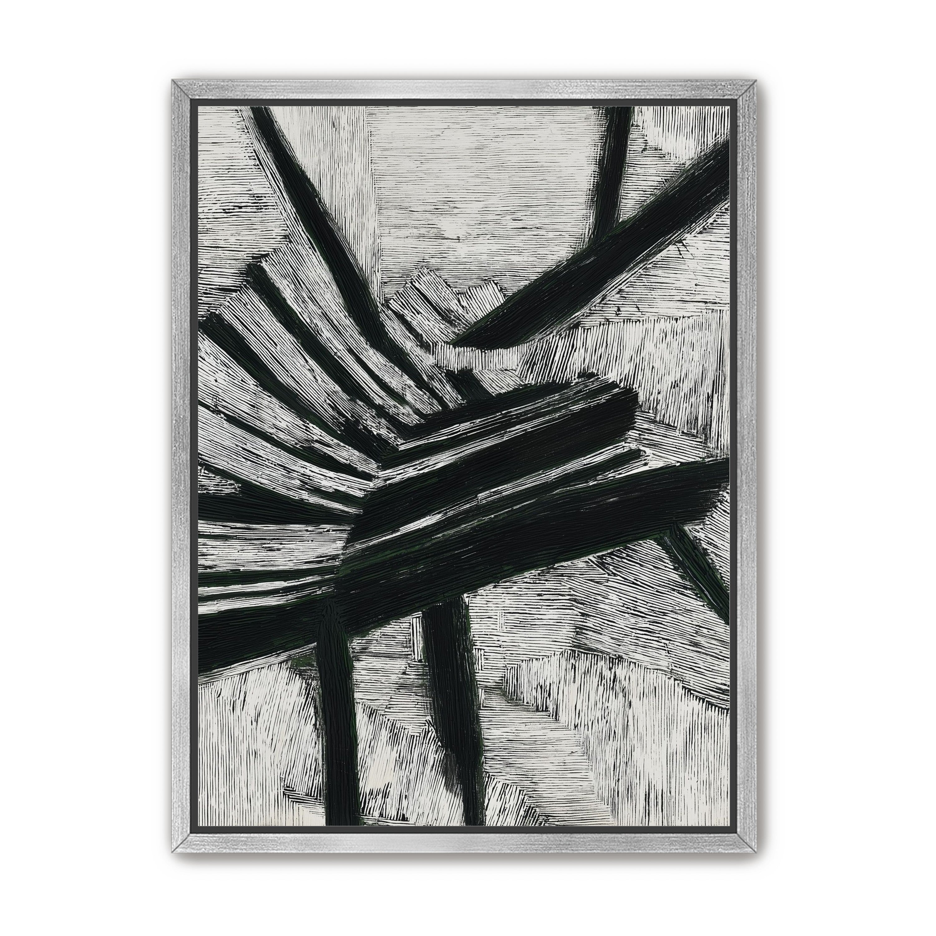 Black cuts through white grain