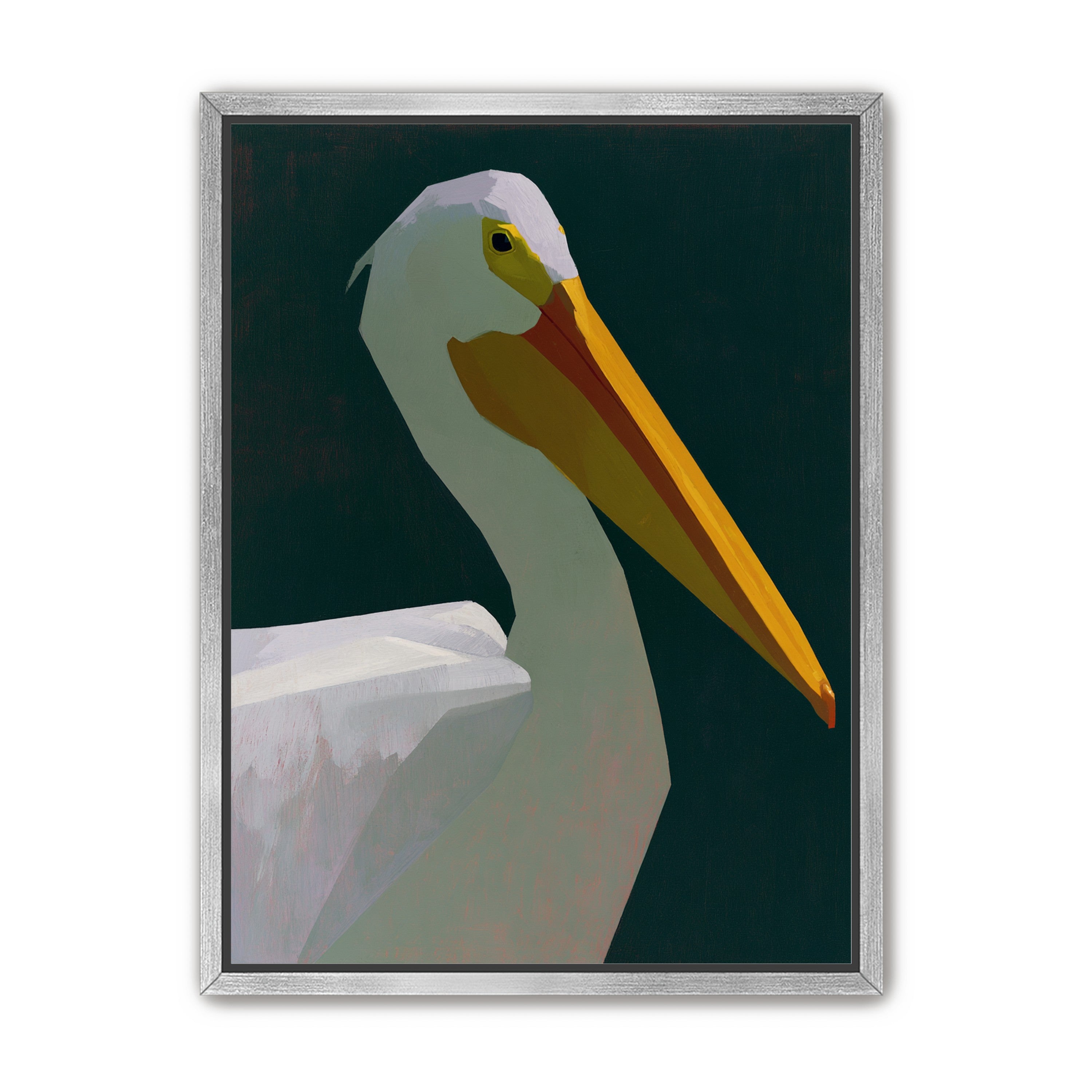 White pelican in deep green