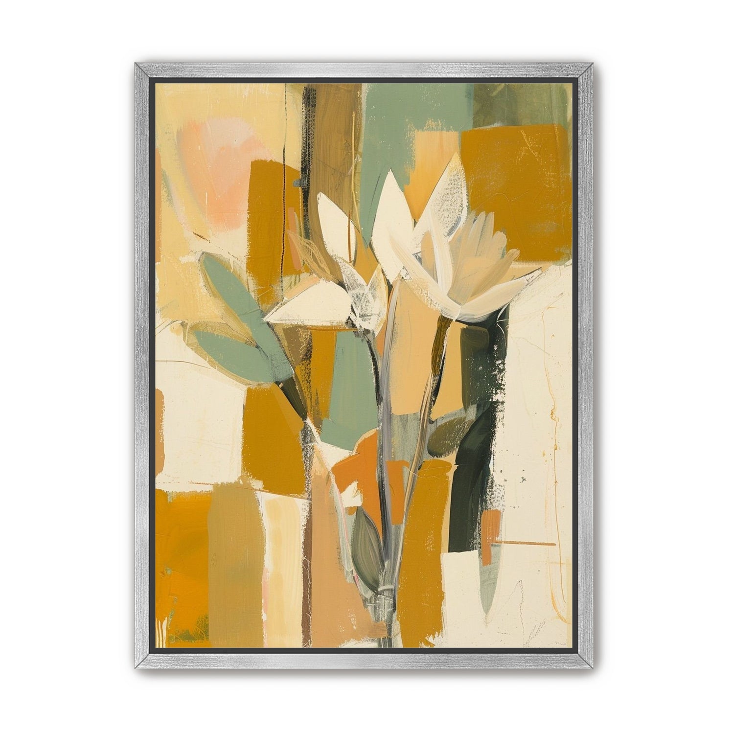 White flowers in ochre light