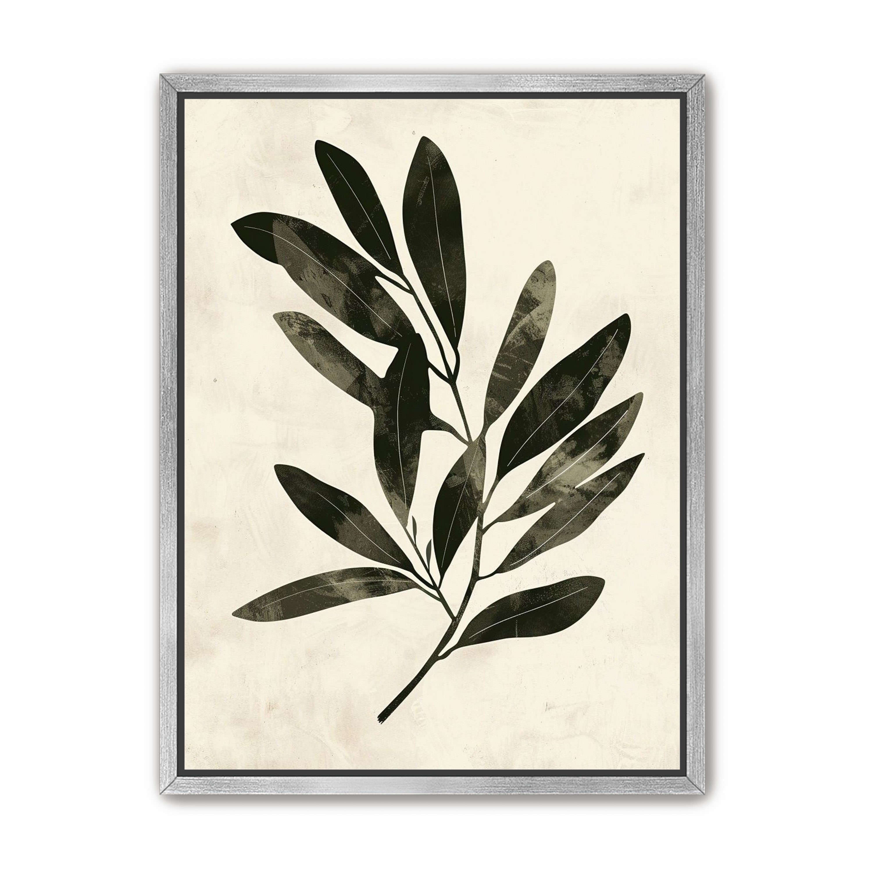 Charcoal leaves on ivory paper