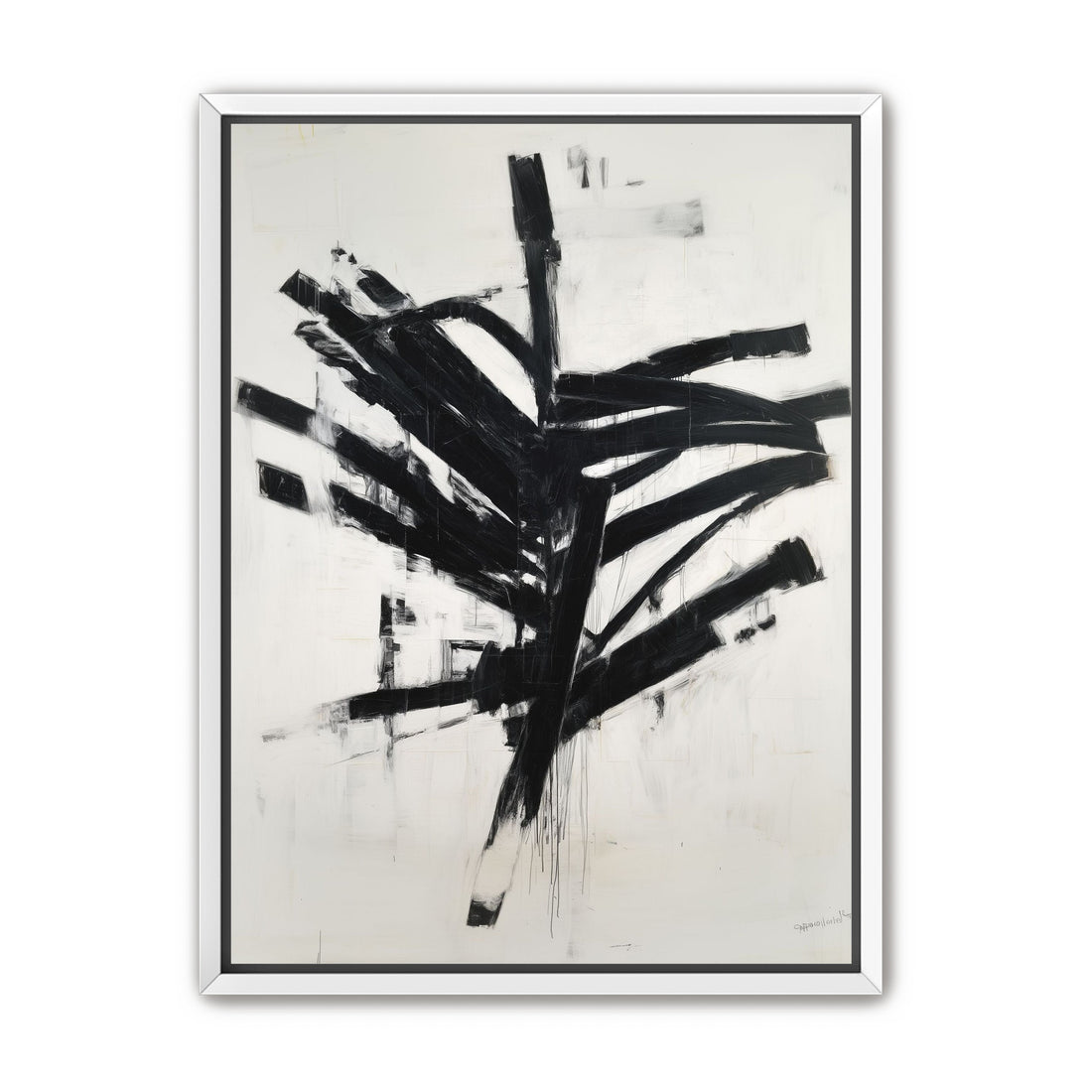 Black mass across white field