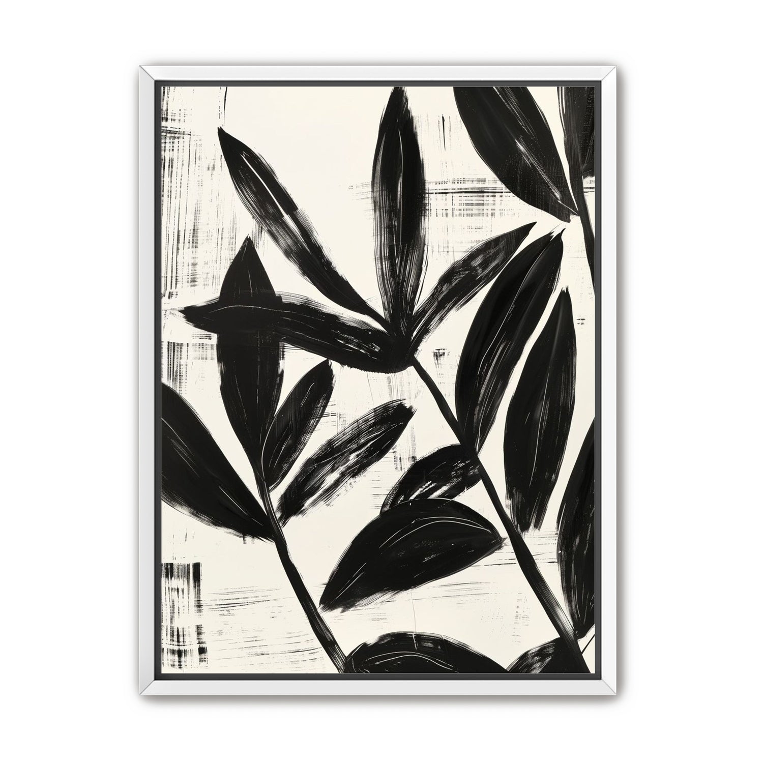 Black leaves on white grain