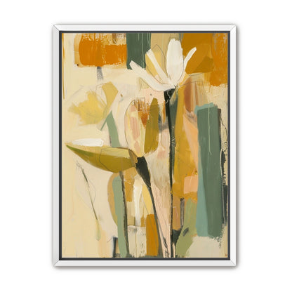 White flower in ochre blocks