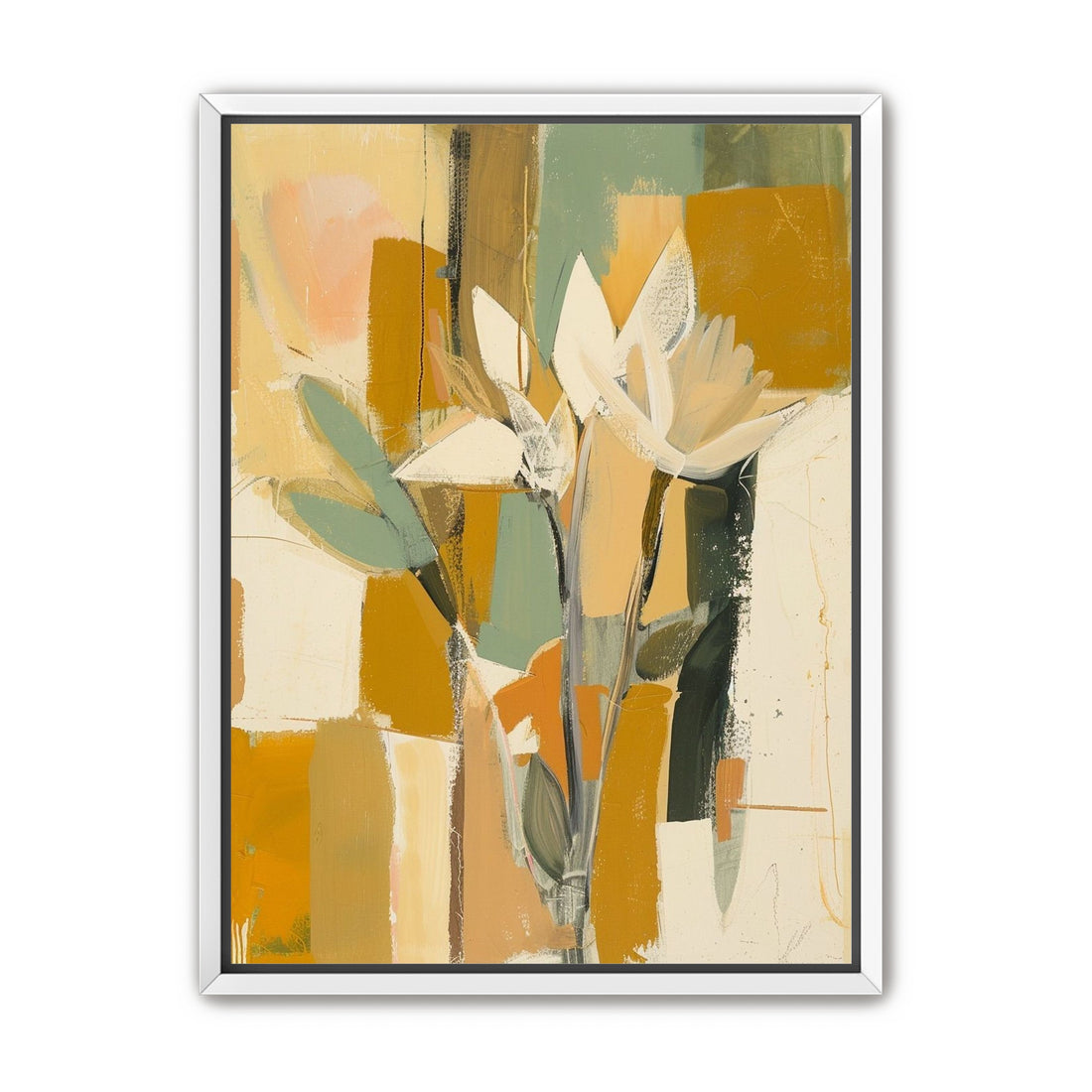 White flowers in ochre light