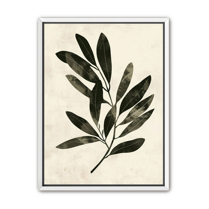 Charcoal leaves on ivory paper