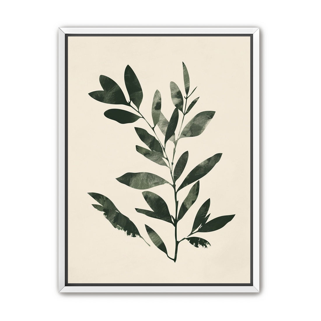 Dark green leaves on cream