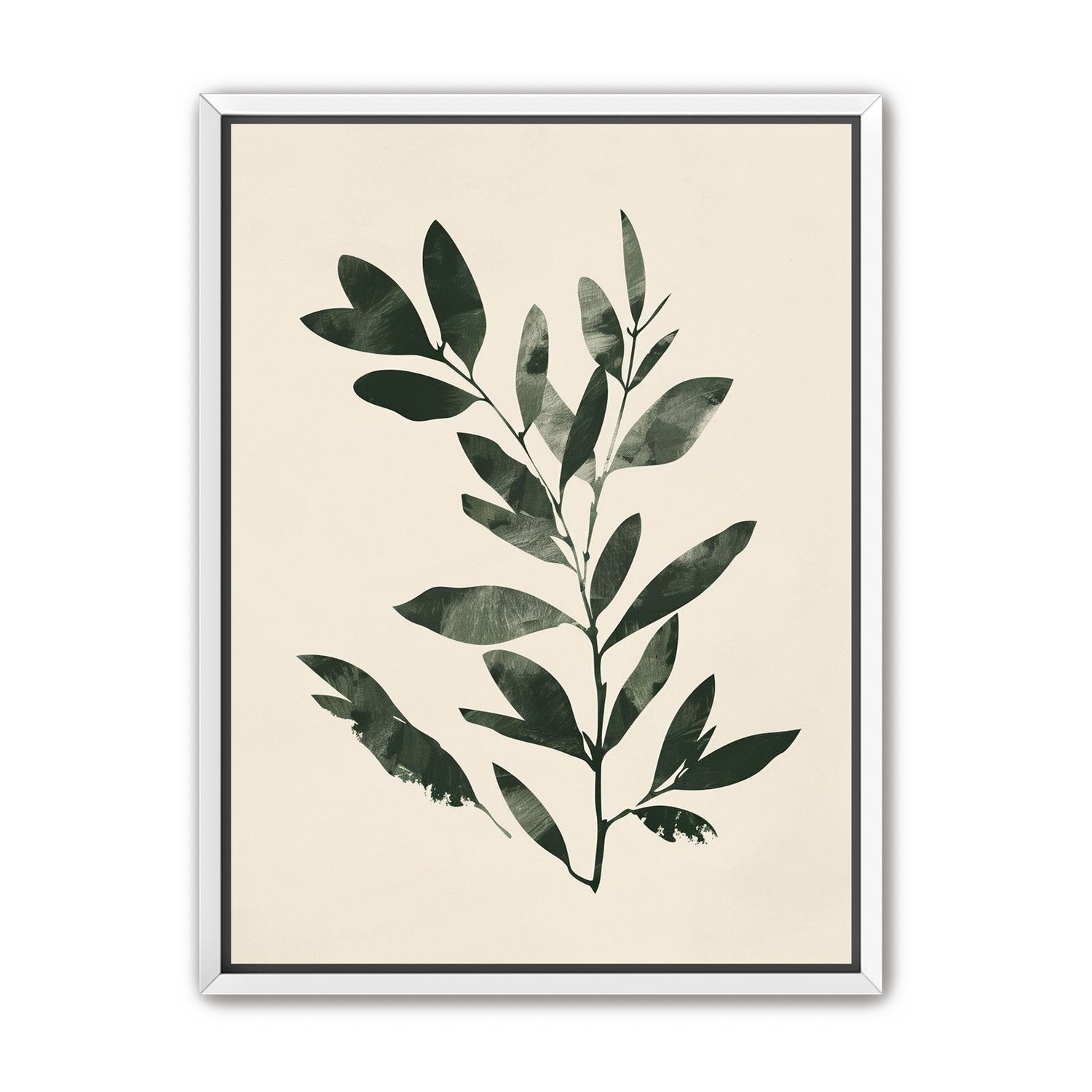 Dark green leaves on cream