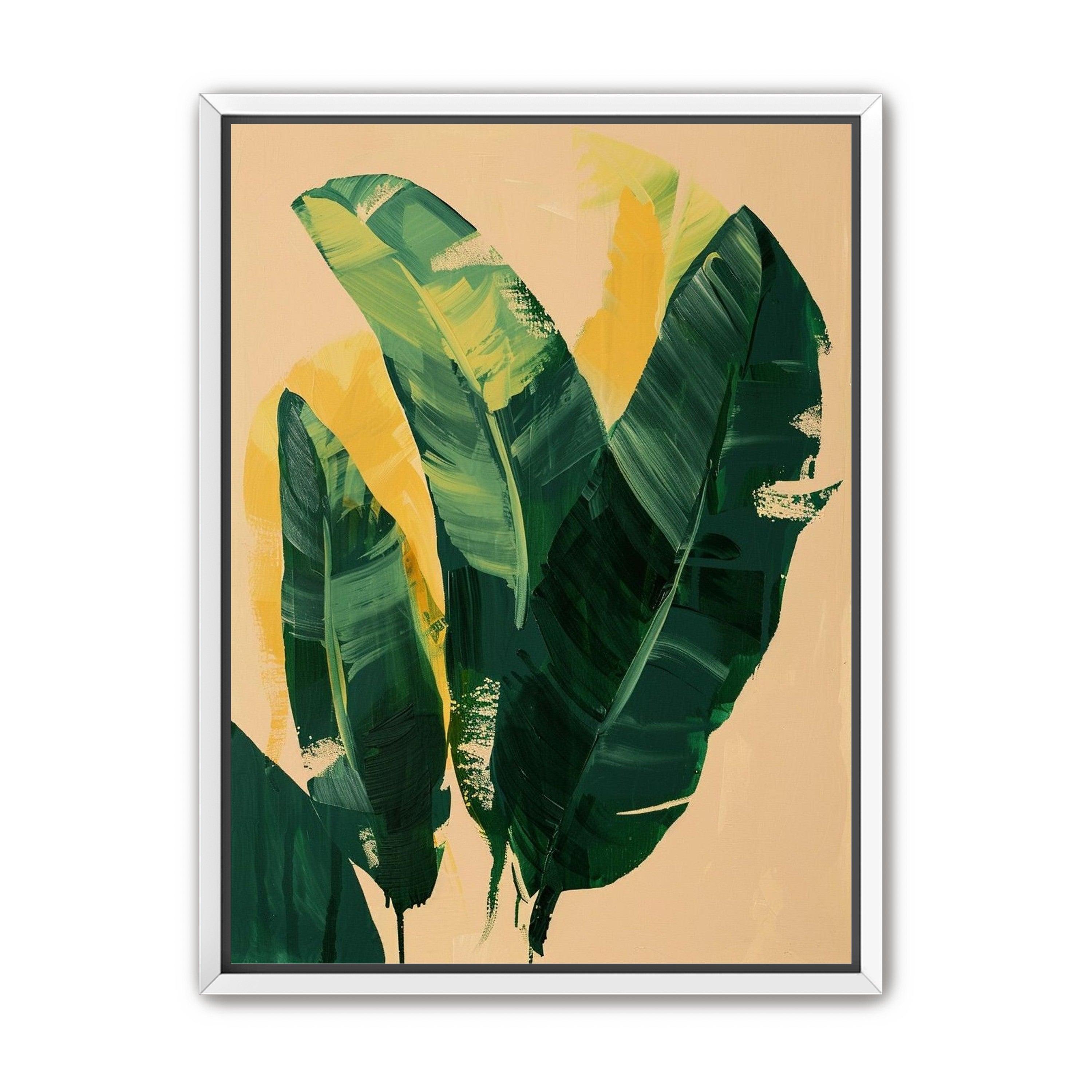 Green leaves in warm haze