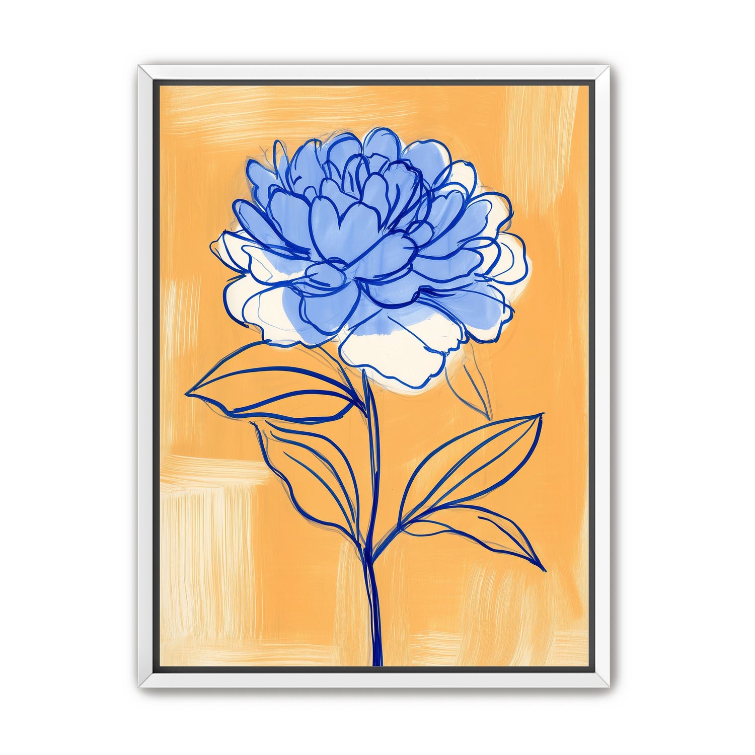 Blue Flower on Orange Field