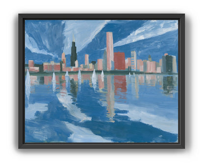 Sailboats before the mirrored skyline