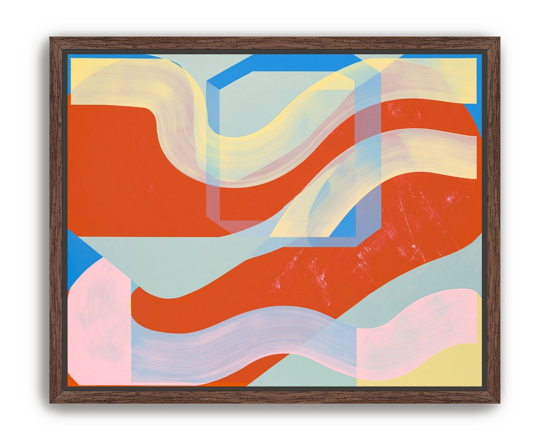 Translucent bands over red blocks