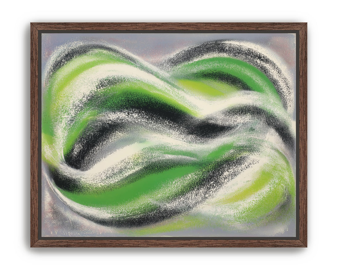 Green bands under white spray