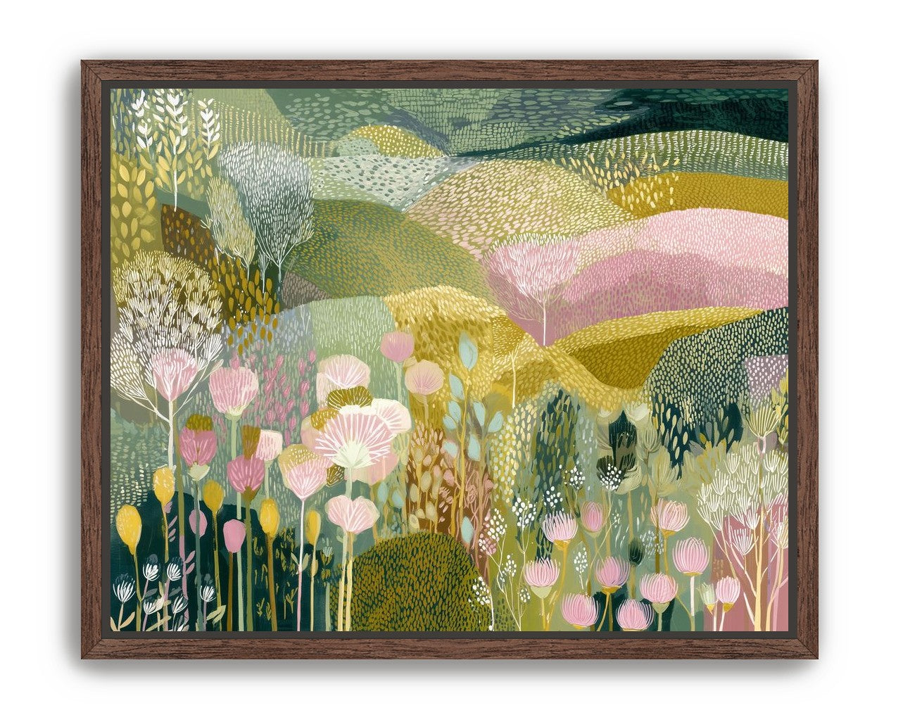 Patterned hills in bloom