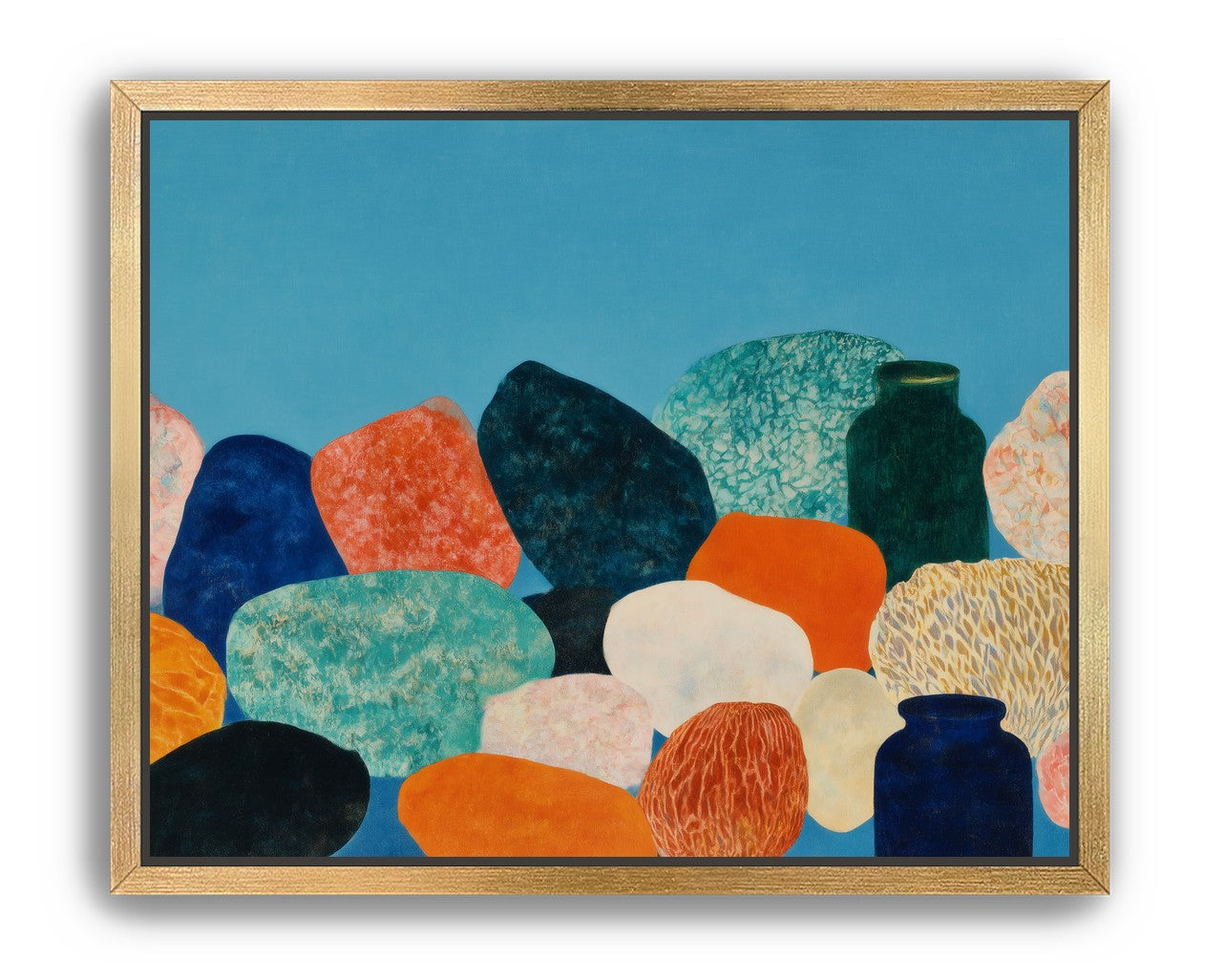 Stones beneath a blue field