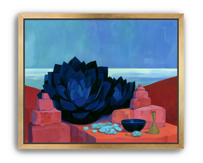 Blue flower in red light