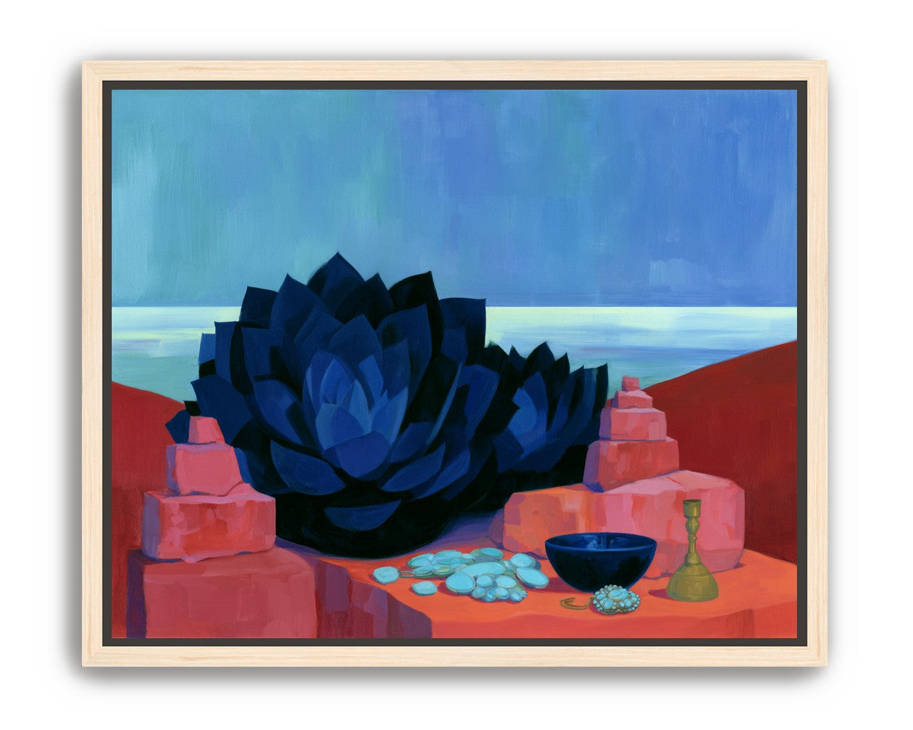 Blue flower in red light