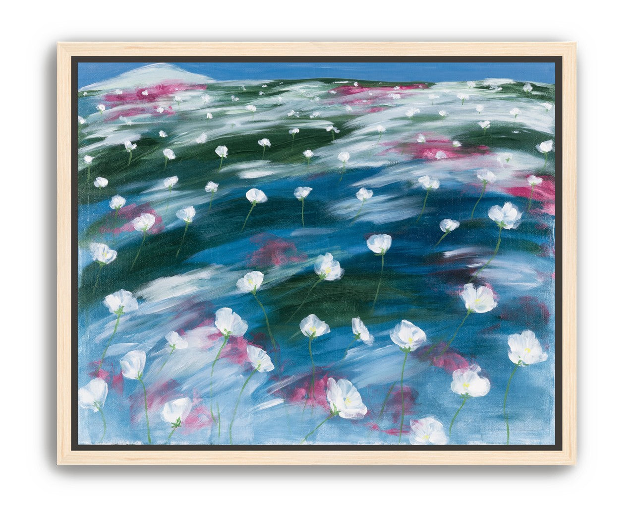 White flowers in windblown hills