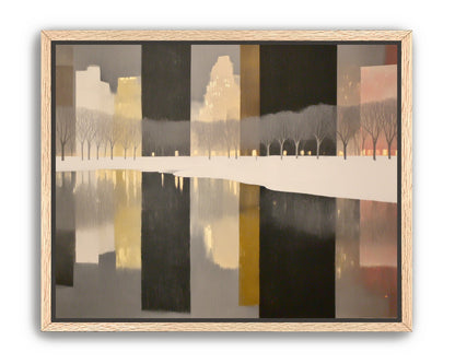 City lights in winter water