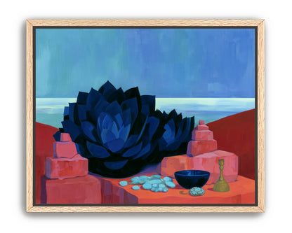Blue flower in red light