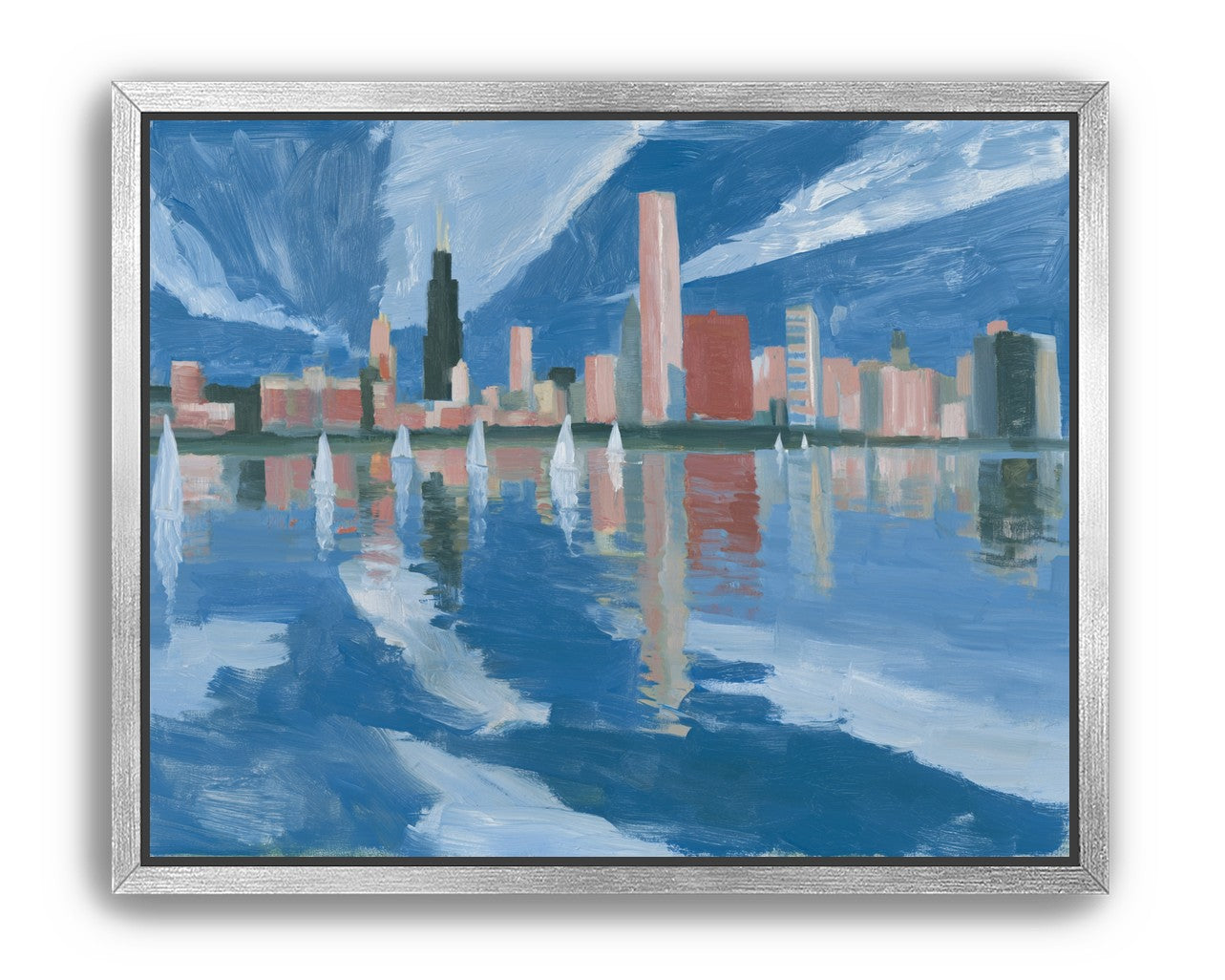 Sailboats before the mirrored skyline