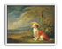 A hatted dog by the sea