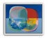 Translucent overlaps on blue field