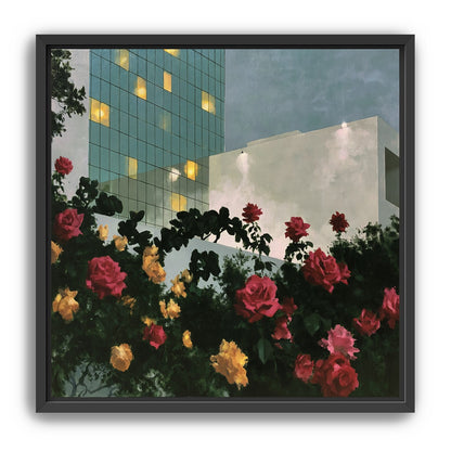 Roses under office lights