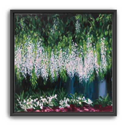 Pale blossoms in green shade